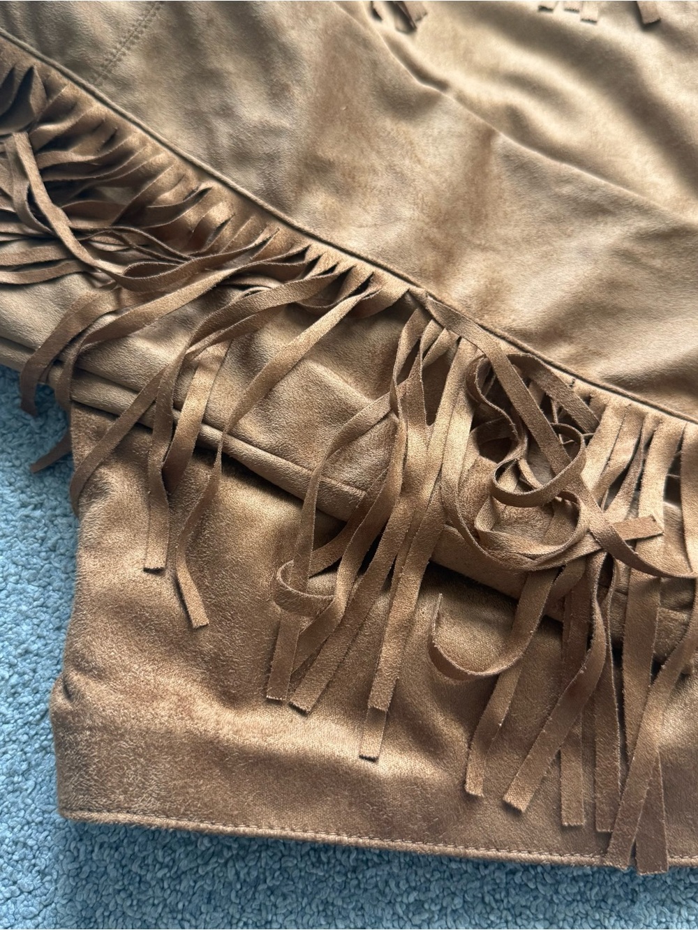 Universal Thread Camel Fringe Suede-Look Button Up Jacket - Picture 7 of 9